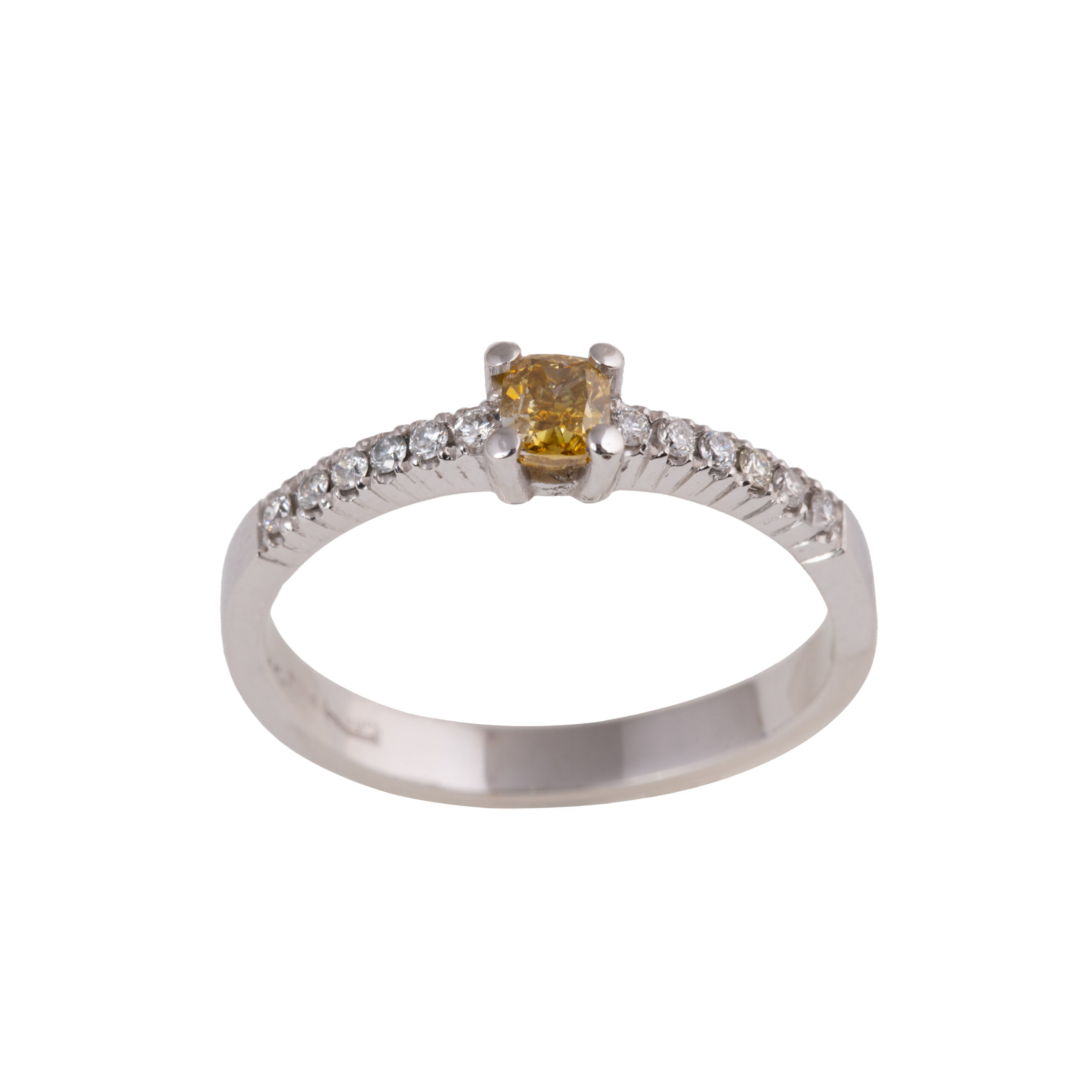 solitario diamante fancy giallo